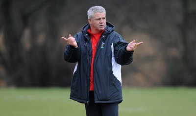 04.02.10 - Wales Rugby Training -  Head coach Warren Gatland makes a point during training. 