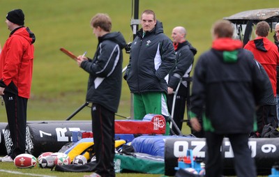 04.02.10 - Wales Rugby Training -  Gethin Jenkins looks on after being ruled out of Wales game against England on Saturday. 