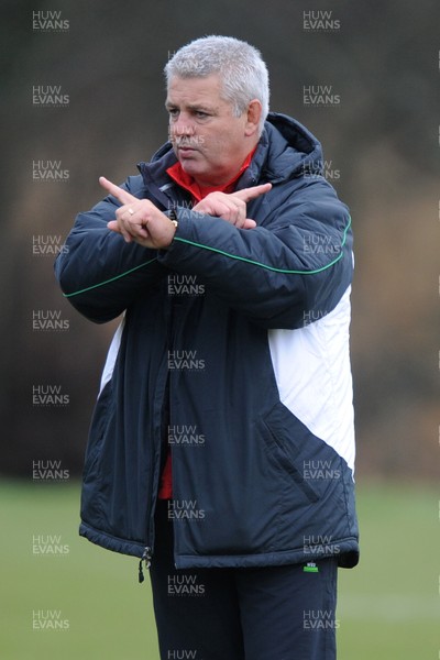 04.02.10 - Wales Rugby Training -  Head coach Warren Gatland makes a point during training. 