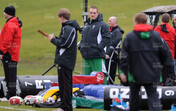 04.02.10 - Wales Rugby Training -  Gethin Jenkins looks on after being ruled out of Wales game against England on Saturday. 
