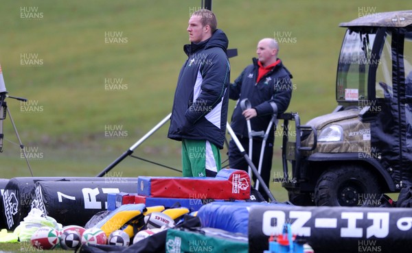 04.02.10 - Wales Rugby Training -  Gethin Jenkins looks on after being ruled out of Wales game against England on Saturday. 