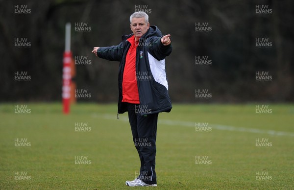 04.02.10 - Wales Rugby Training -  Head coach Warren Gatland makes a point during training. 