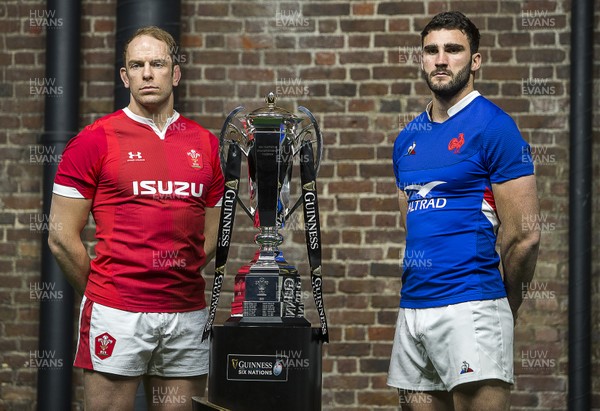 220120 - 2020 Guinness Six Nations Launch - Alun Wyn Jones of Wales and Charles Ollivon of France during the 2020 Guinness Six Nations Launch at Tobacco Dock, London