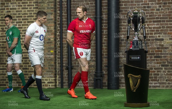220120 - 2020 Guinness Six Nations Launch - Owen Farrell of England and Alun Wyn Jones of Wales during the 2020 Guinness Six Nations Launch at Tobacco Dock, London