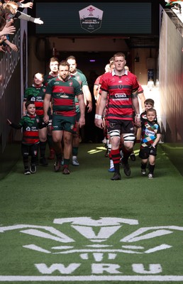 190426 - Aberavon Quins v Clwb Rygbi Cymry Caerdydd, Mens Division 2 Cup - The teams walk out at the Principality Stadium