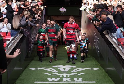 190426 - Aberavon Quins v Clwb Rygbi Cymry Caerdydd, Mens Division 2 Cup - The teams walk out at the Principality Stadium