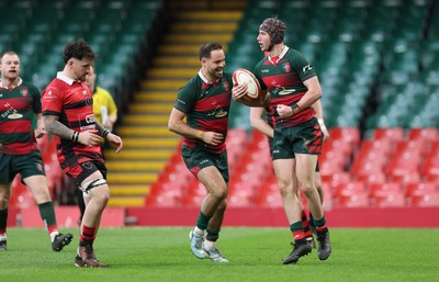 190426 - Aberavon Quins v Clwb Rygbi Cymry Caerdydd, Mens Division 2 Cup - Rhydian Williams of CRCC dives in to score try