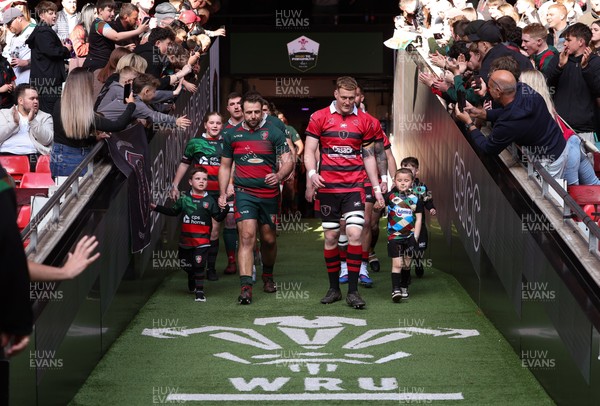 190426 - Aberavon Quins v Clwb Rygbi Cymry Caerdydd, Mens Division 2 Cup - The teams walk out at the Principality Stadium