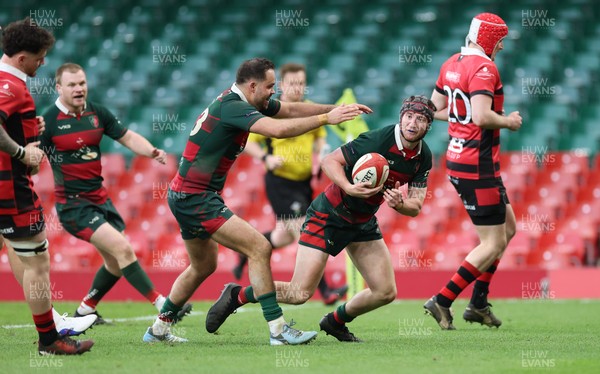 190426 - Aberavon Quins v Clwb Rygbi Cymry Caerdydd, Mens Division 2 Cup - Rhydian Williams of CRCC dives in to score try