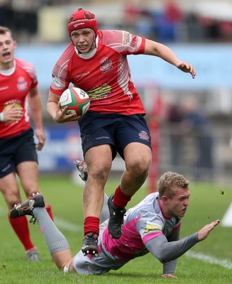 081016 - Aberavon v Llanelli - Principality Premiership - Taylor Davies of Llanelli carries the ball