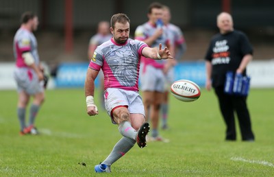 081016 - Aberavon v Llanelli - Principality Premiership - James Garland of Aberavon kicks the conversion