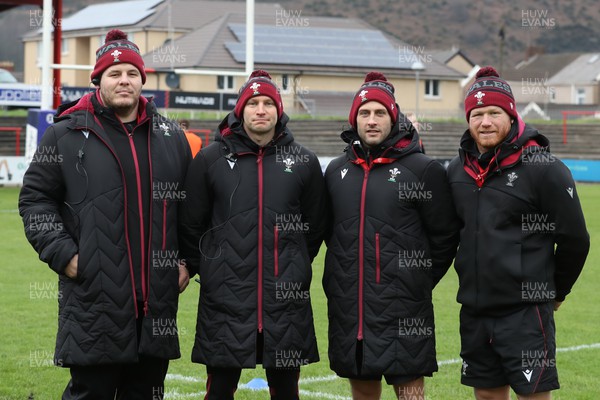 130124 - Aberavon v Wales U20 - Under 20s Coaching team Sam Hobbs (Forwards), Richard Whiffin (Head Coach), Richie Pugh (Set Piece Coach) and Scott Seddon (Skills Coach)