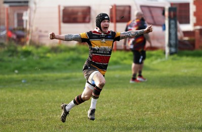 210326 - Abercrave v Dowlais - WRU Division One Semi Final - Steffan Castle Abercrave celebrates the victory