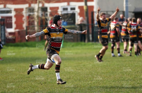 210326 - Abercrave v Dowlais - WRU Division One Semi Final - Steffan Castle Abercrave celebrates the victory