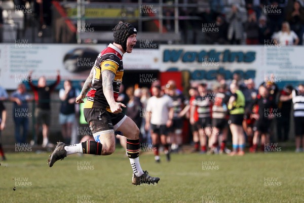 210326 - Abercrave v Dowlais - WRU Division One Semi Final - Steffan Castle Abercrave celebrates the victory