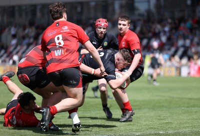 050525 - Abercynon v Llantrisant - U18 Shield Final - Boys U18s Finals Day - Alfie Beazer of Llantrisant scores a try