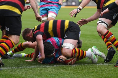 110525 - Aberteifi RFC v Newport Saracens - Mens Division 3 Cup Final - Brian Feeney of Newport Saracens scores the first try of the game