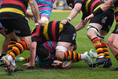 110525 - Aberteifi RFC v Newport Saracens - Mens Division 3 Cup Final - Brian Feeney of Newport Saracens scores the first try of the game