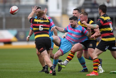 110525 - Aberteifi RFC v Newport Saracens - Mens Division 3 Cup Final - Tom James of Newport Saracens kicks the ball