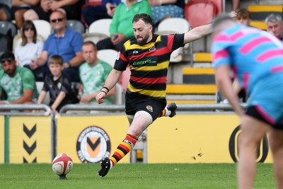 110525 - Aberteifi RFC v Newport Saracens - Mens Division 3 Cup Final - Shaun Leonard of Aberteifi kicks a penalty