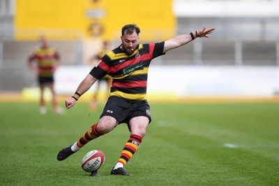 110525 - Aberteifi RFC v Newport Saracens - Mens Division 3 Cup Final - Shaun Leonard of Aberteifi kicks the conversion