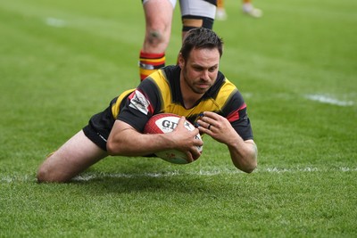 110525 - Aberteifi RFC v Newport Saracens - Mens Division 3 Cup Final - Llyr Jones of Aberteifi scores a try