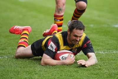 110525 - Aberteifi RFC v Newport Saracens - Mens Division 3 Cup Final - Llyr Jones of Aberteifi scores a try