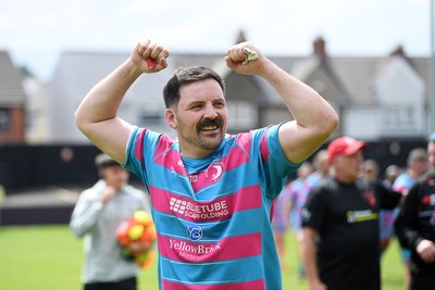 110525 - Aberteifi RFC v Newport Saracens - Mens Division 3 Cup Final - Pat James of Newport Saracens celebrates the win at full time