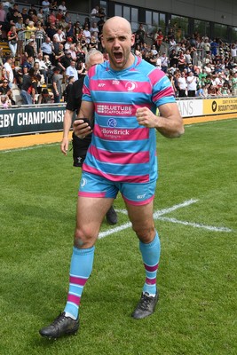 110525 - Aberteifi RFC v Newport Saracens - Mens Division 3 Cup Final - Sam Bevan of Newport Saracens celebrates the win at full time