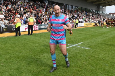 110525 - Aberteifi RFC v Newport Saracens - Mens Division 3 Cup Final - Sam Bevan of Newport Saracens celebrates the win at full time