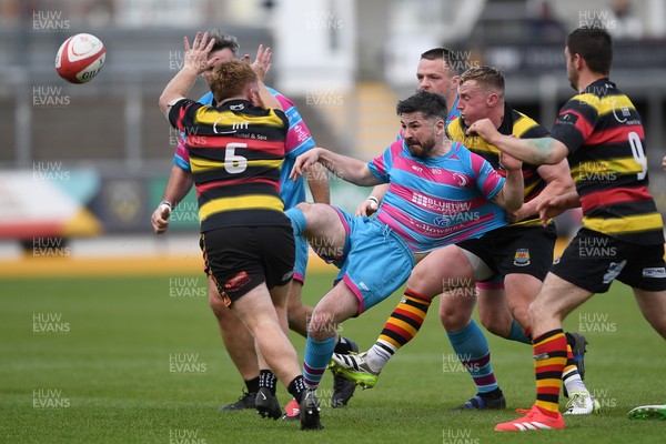 110525 - Aberteifi RFC v Newport Saracens - Mens Division 3 Cup Final - Tom James of Newport Saracens kicks the ball