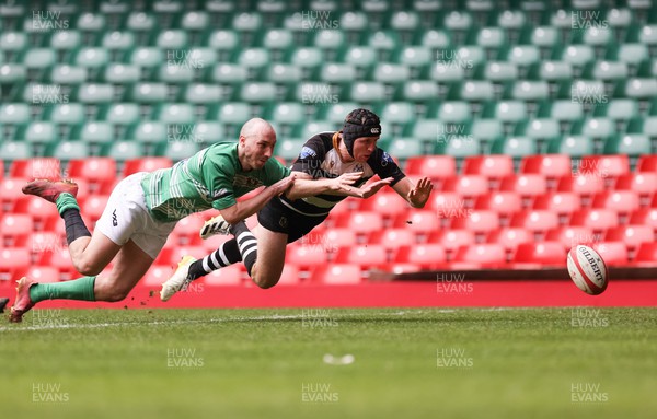080423 - Abertillery BG v Vardre, WRU National Division 3 Cup Final - Richard Brunton of Vardre wins the race to touch the ball down for the try