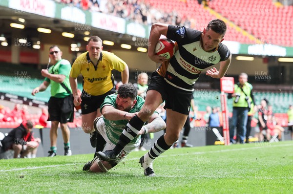 080423 - Abertillery BG v Vardre, WRU National Division 3 Cup Final - Callum Thomas Roche of Vardre races in to score try