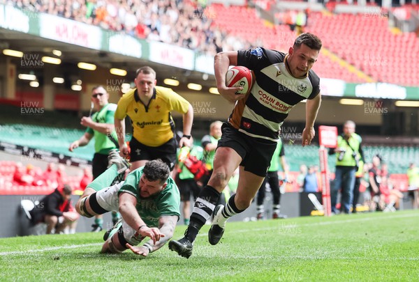 080423 - Abertillery BG v Vardre, WRU National Division 3 Cup Final - Callum Thomas Roche of Vardre races in to score try