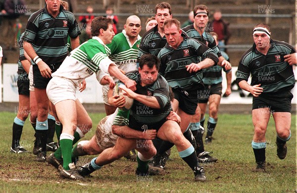 110395 - Abertillery v Cardiff - Phil Sedgemore of Cardiff is tackled by Alfie Harbinson of Abertillery