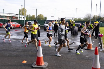 280424 - ABP Newport Marathon - Newport International Sports Village - Band playing to runners