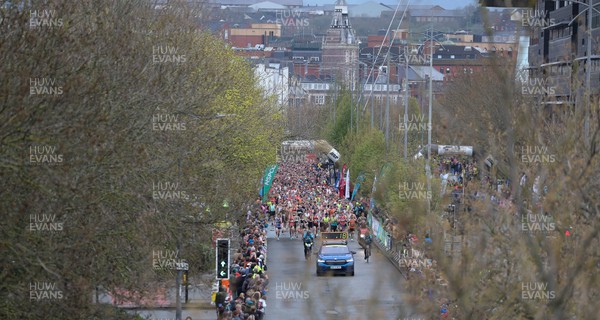 160423 - ABP Newport Wales Marathon & 10K - Runners set off at the start go the ABP Newport Wales Marathon