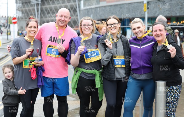 160423 - ABP Newport Wales Marathon & 10K - 10k finishers proudly display their medals and t shirts