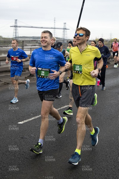 160423 - ABP Newport Wales Marathon and 10K - Runners cross the Newport Southern Distributor Bridge 