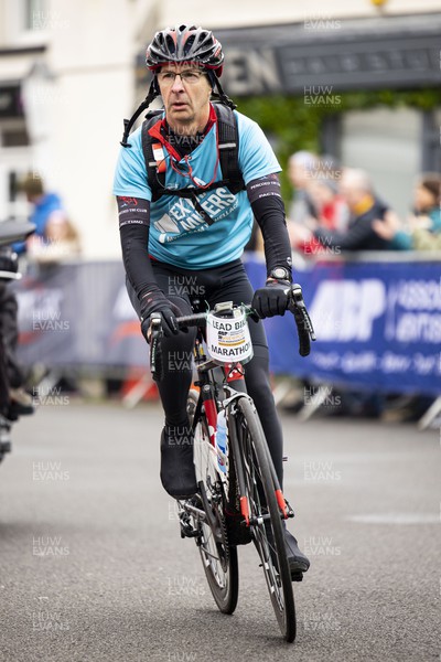 160423 - ABP Newport Wales Marathon and 10K - Run 4 Wales extra miler volunteer riding bike in Magor 
