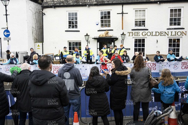 160423 - ABP Newport Wales Marathon and 10K - Supporters watching runners pass through Magor 