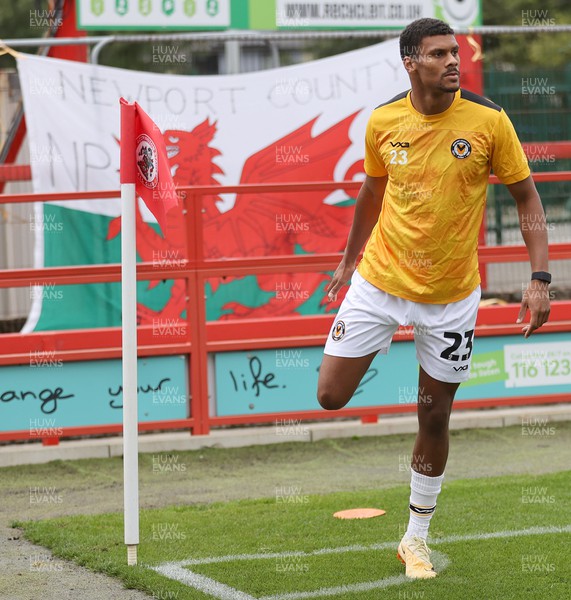 050823 - Accrington Stanley v Newport County - Sky Bet League 2 - Kyle Jameson of Newport County in front of Newport Flag