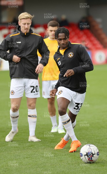 050823 - Accrington Stanley v Newport County - Sky Bet League 2 - Matty Bondswell of Newport County warms up