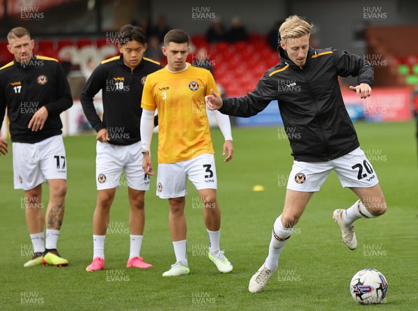 050823 - Accrington Stanley v Newport County - Sky Bet League 2 - Harry Charsley of Newport County in team warm up