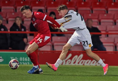 110325 - Accrington Stanley v Newport County - Sky Bet League 2 - Michael Spellman of Newport and Ben Ward of Accrington