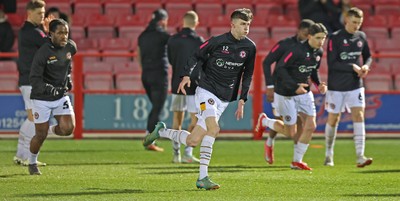 110325 - Accrington Stanley v Newport County - Sky Bet League 2 - Team warm up before the match