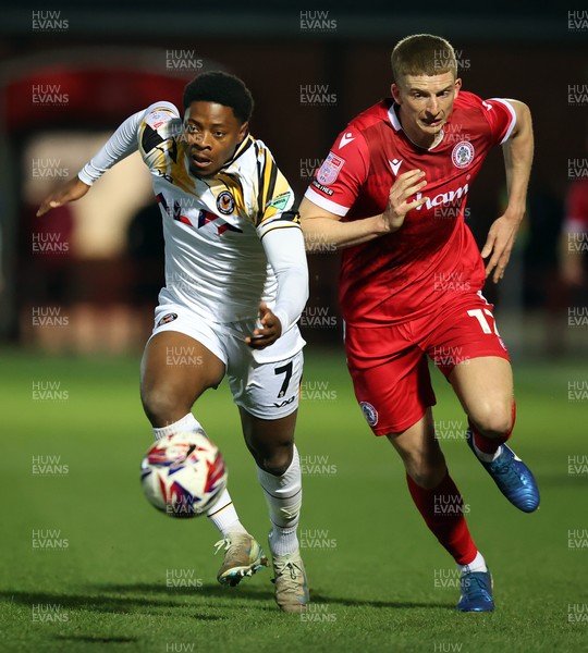 110325 - Accrington Stanley v Newport County - Sky Bet League 2 - Bobby Kamwa of Newport and Devon Matthews of Accrington