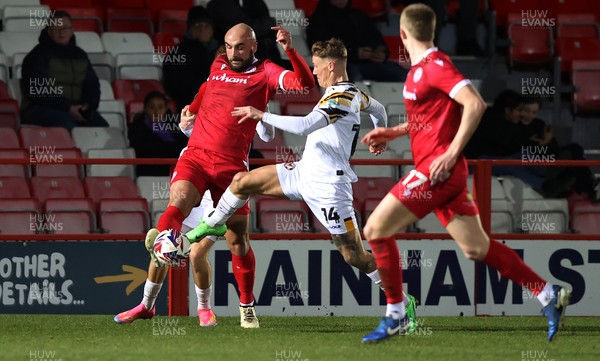 110325 - Accrington Stanley v Newport County - Sky Bet League 2 - Kai Whitmore of Newport and Farrend Rawson of Accrington