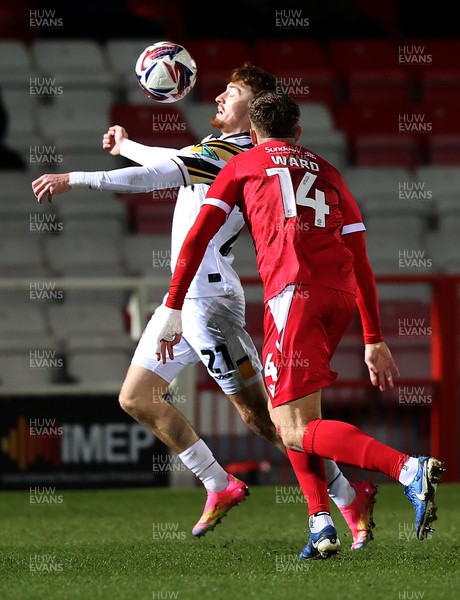 110325 - Accrington Stanley v Newport County - Sky Bet League 2 - Michael Spellman of Newport and Ben Ward of Accrington