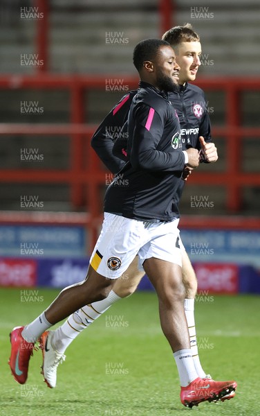 110325 - Accrington Stanley v Newport County - Sky Bet League 2 - Newport warm up before the match